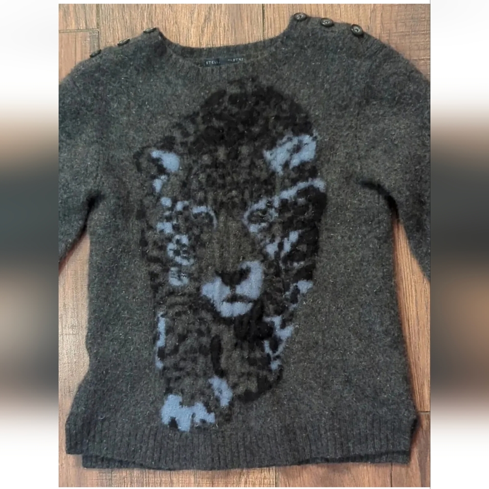 Stella McCartney For Gap Kids Gray Cheetah Cashmere Blend Sweater XXL (14-16). - Picture 2 of 16